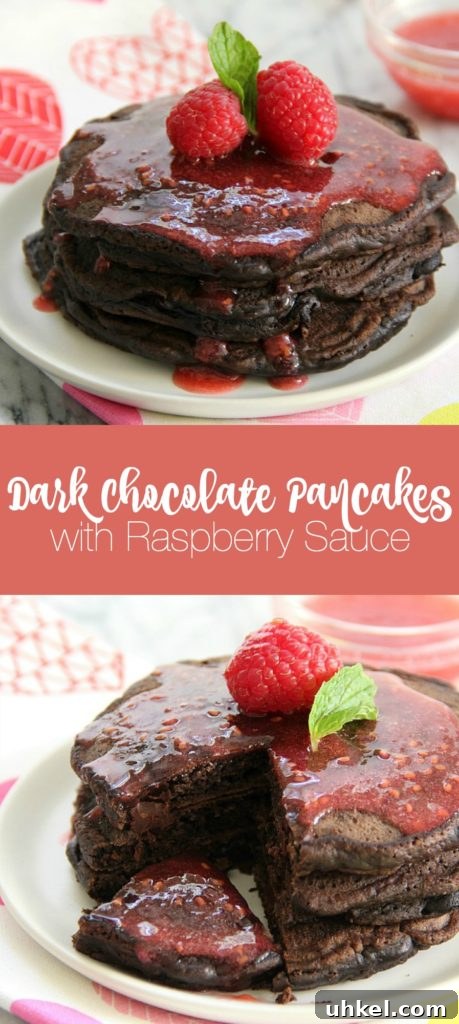 Dark Chocolate Pancakes with Fresh Raspberry Sauce 7 Dark Chocolate Pancakes