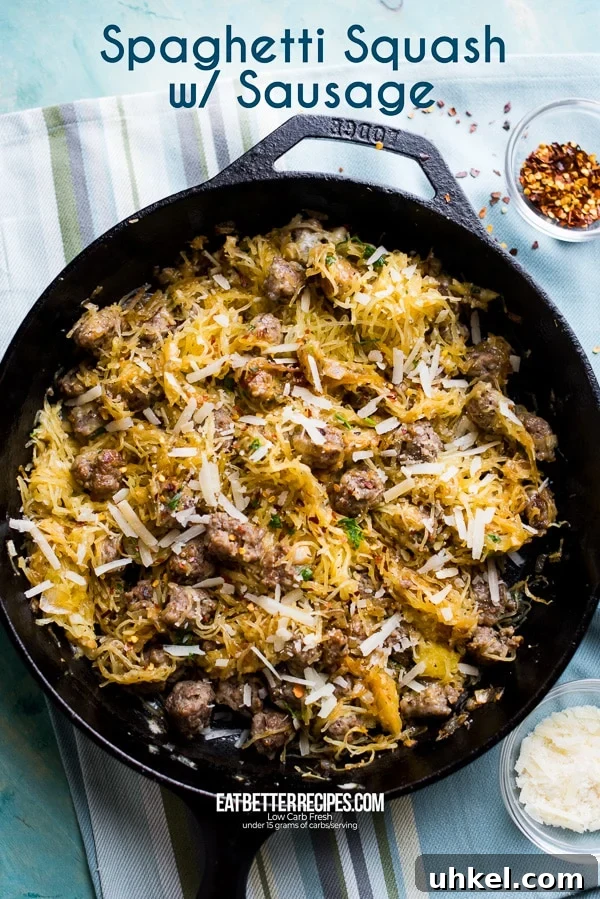 How to Cook Spaghetti Squash Recipe with Sausage | EatBetterRecipes.com How to Cook Spaghetti Squash in a skillet