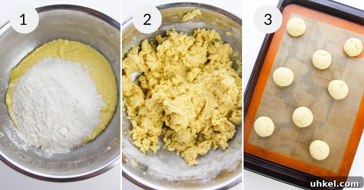 Mixing the cookie batter and scooping on to prepared cookie sheets.