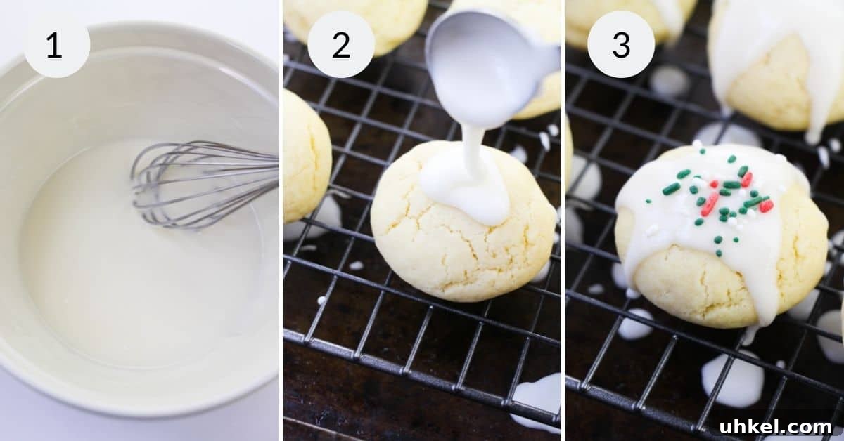 Decorating the finished cookies.