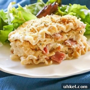 Chicken Cordon Bleu Lasagna Recipe — Creamy Ham & Swiss Bake 5 img 7096 4