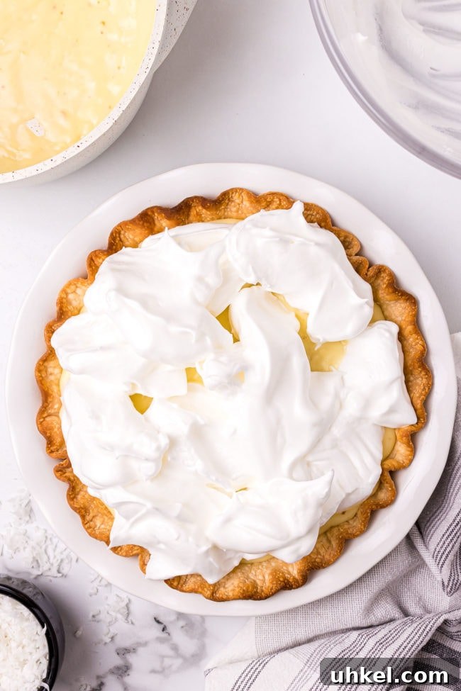 homemade meringue on a custard pie