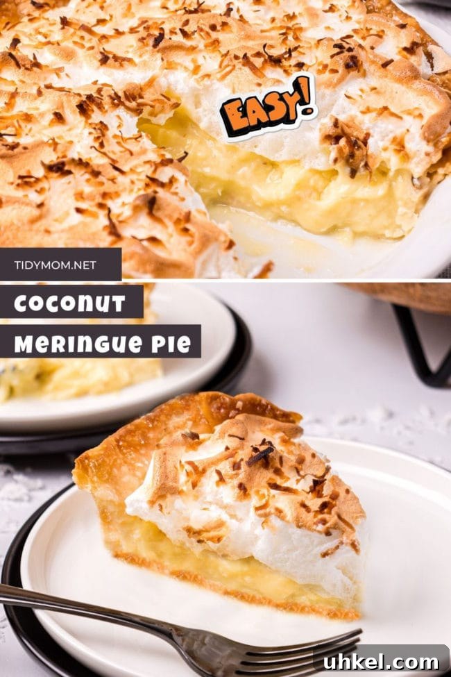 coconut cream pie with meringue photo collage