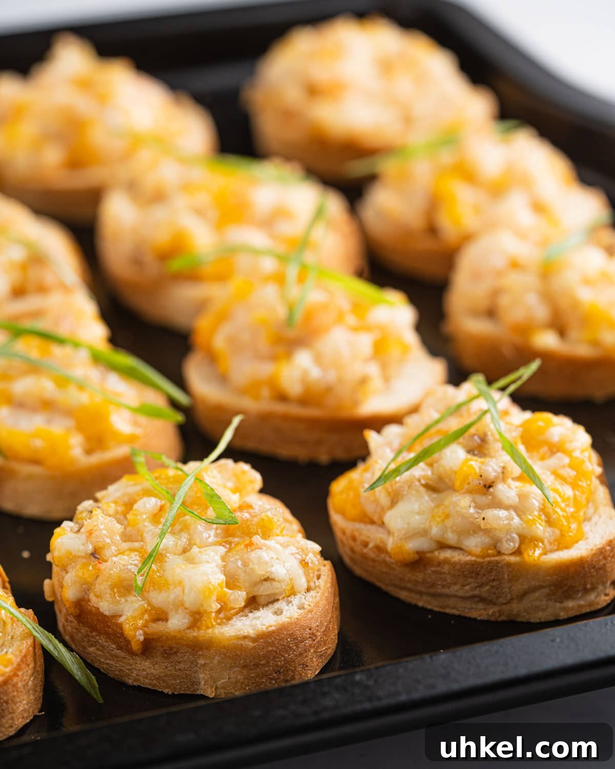 Tray of baked Vietnamese shrimp toasts.