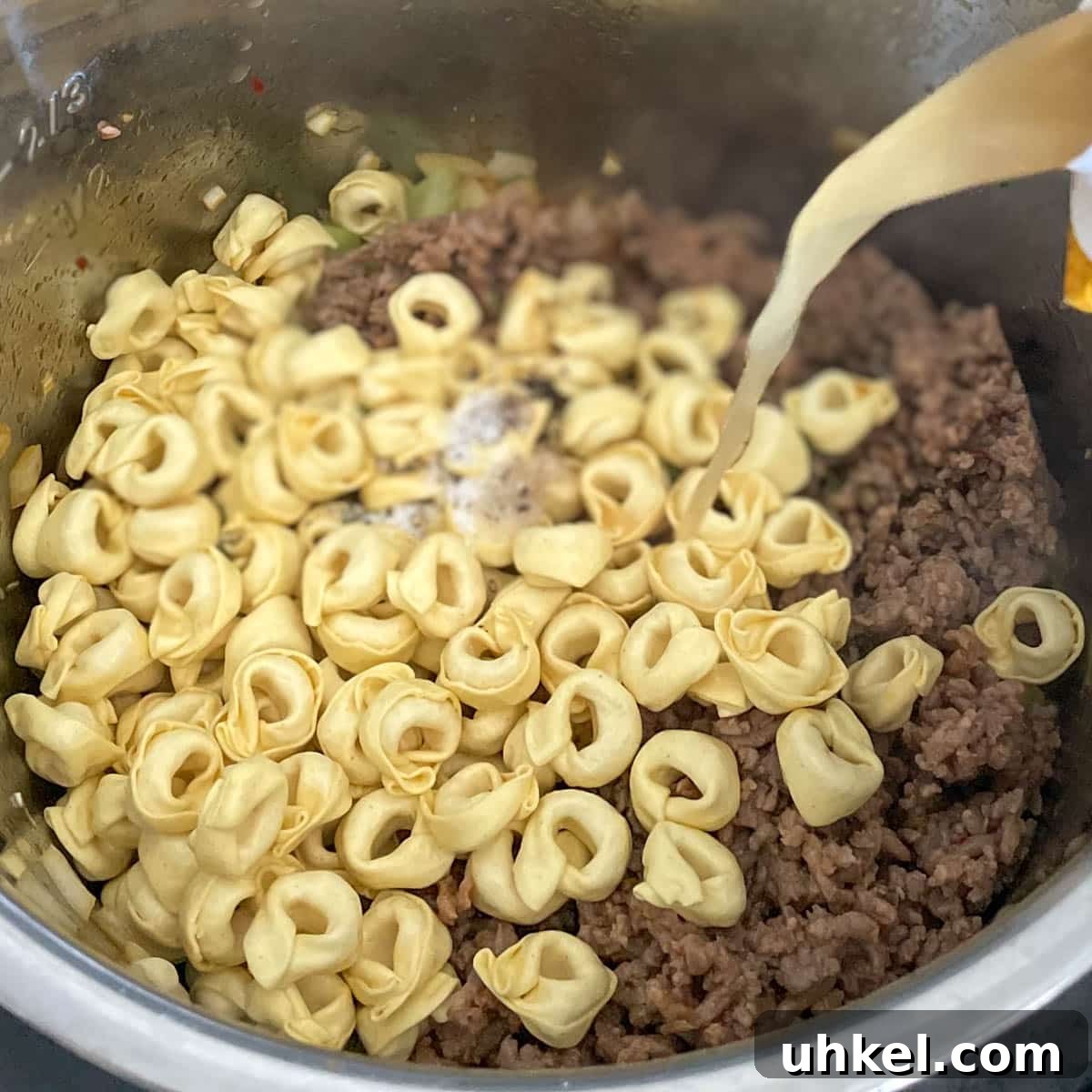 Instant Pot Tortellini Soup Recipe: Creamy Italian Comfort in 20 Minutes 8 Tortellini, seasonings, sausage, and broth is added to the soup ingredients.