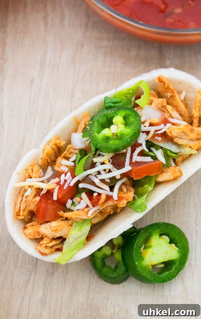 Shredded chicken tacos