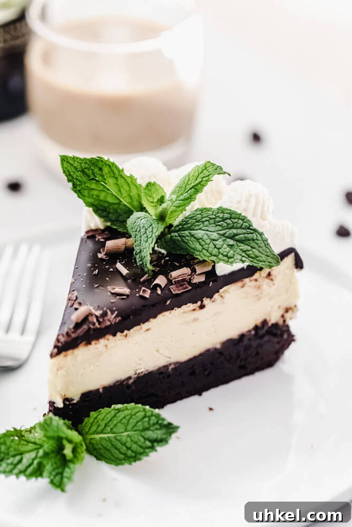 Baileys Brownie Cheesecake Recipe: Decadent Chocolate Whiskey Cheesecake 4 slice of cheesecake on a plate