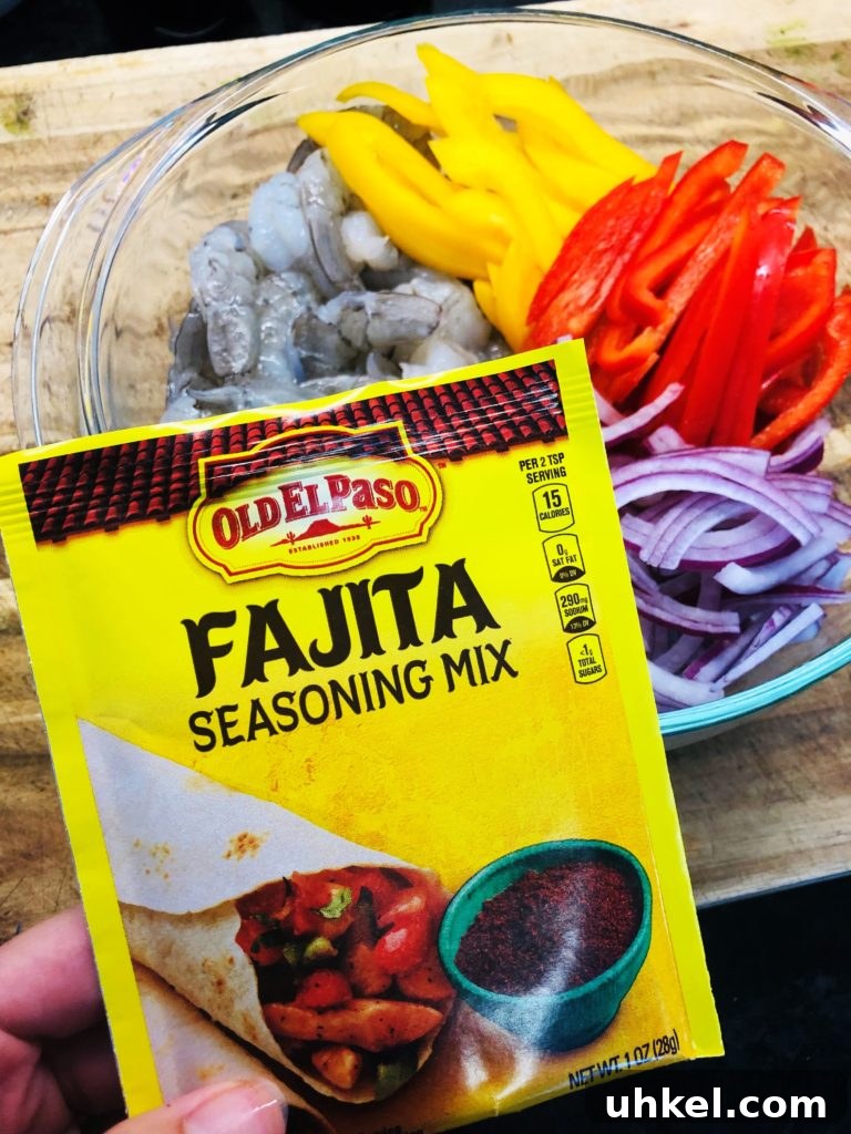 Crispy Air Fryer Shrimp Fajitas with Peppers and Onions 3 fajita seasoning mix