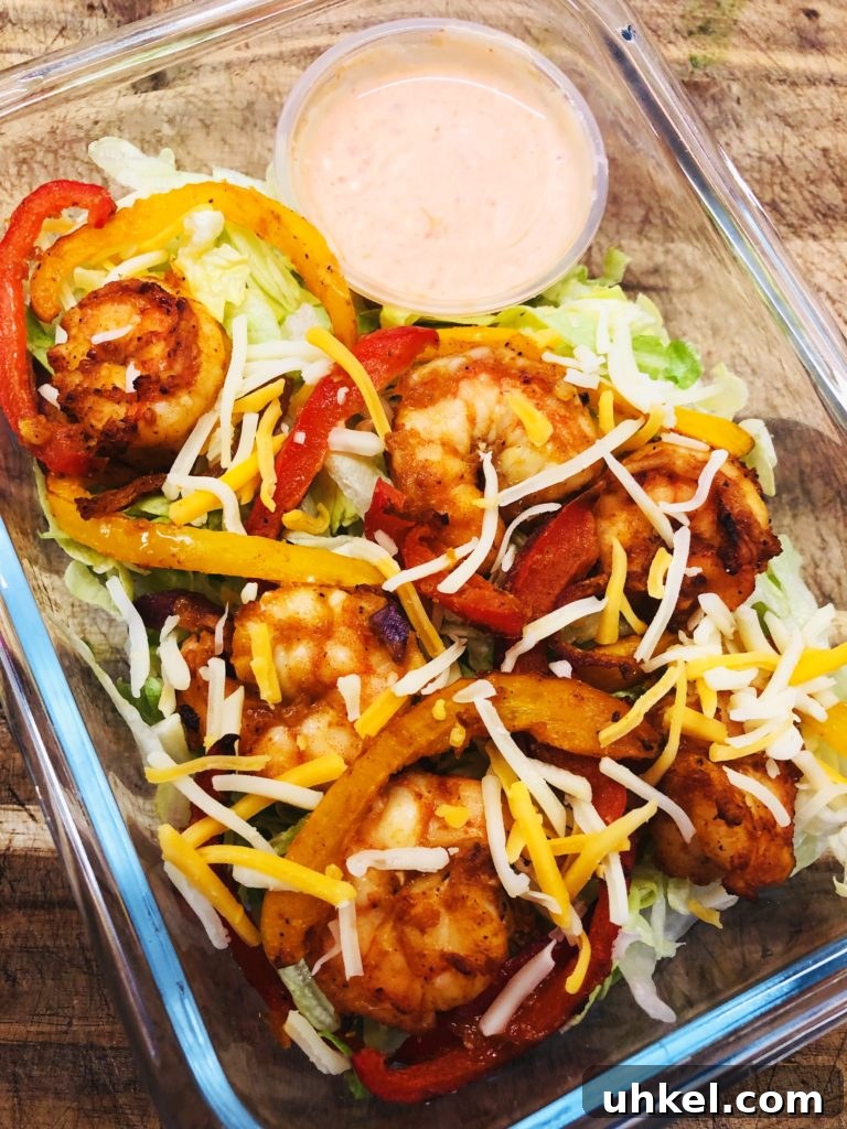 Crispy Air Fryer Shrimp Fajitas with Peppers and Onions 9 shrimp fajita salad