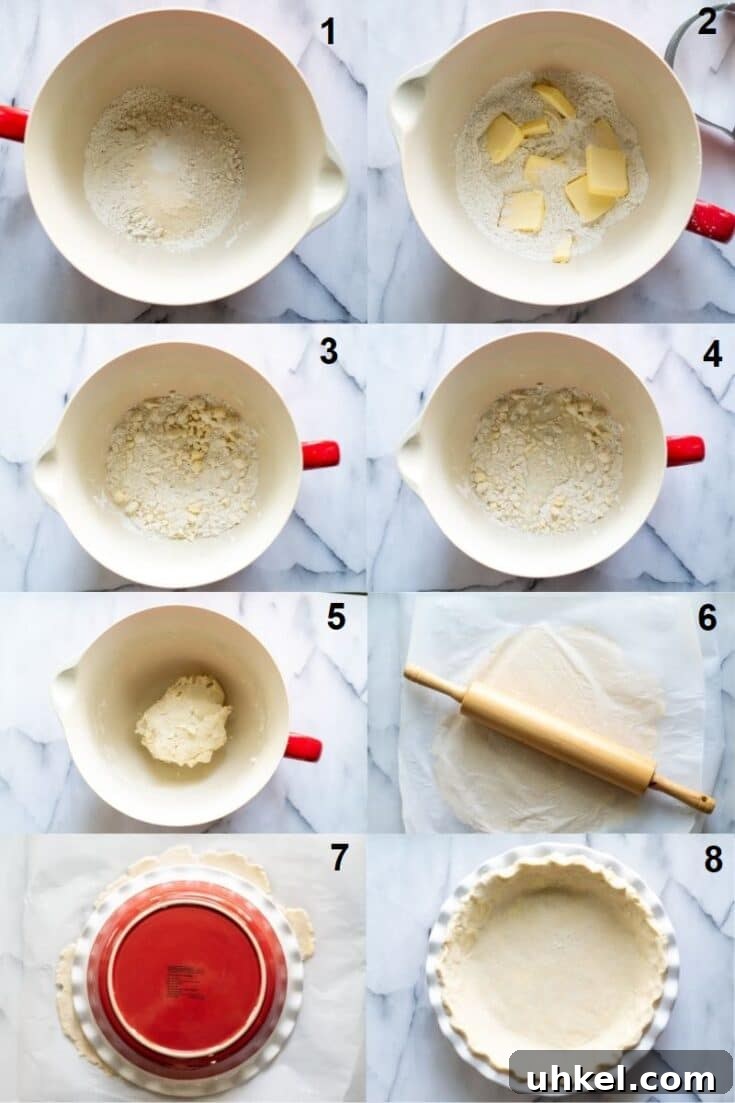 Gluten-Free Pumpkin Pie Recipe That Tastes Like Fall 5 a collage of eight photos showing the steps on how to make gluten-free pie crust