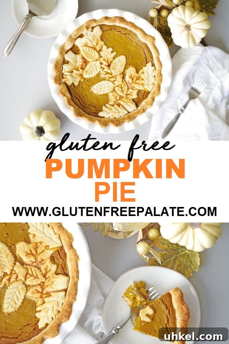 Gluten-Free Pumpkin Pie Recipe That Tastes Like Fall 9 a pinterest pin with two photos of gluten-free pumpkin pie with the words gluten-free pumpkin pie in the center.
