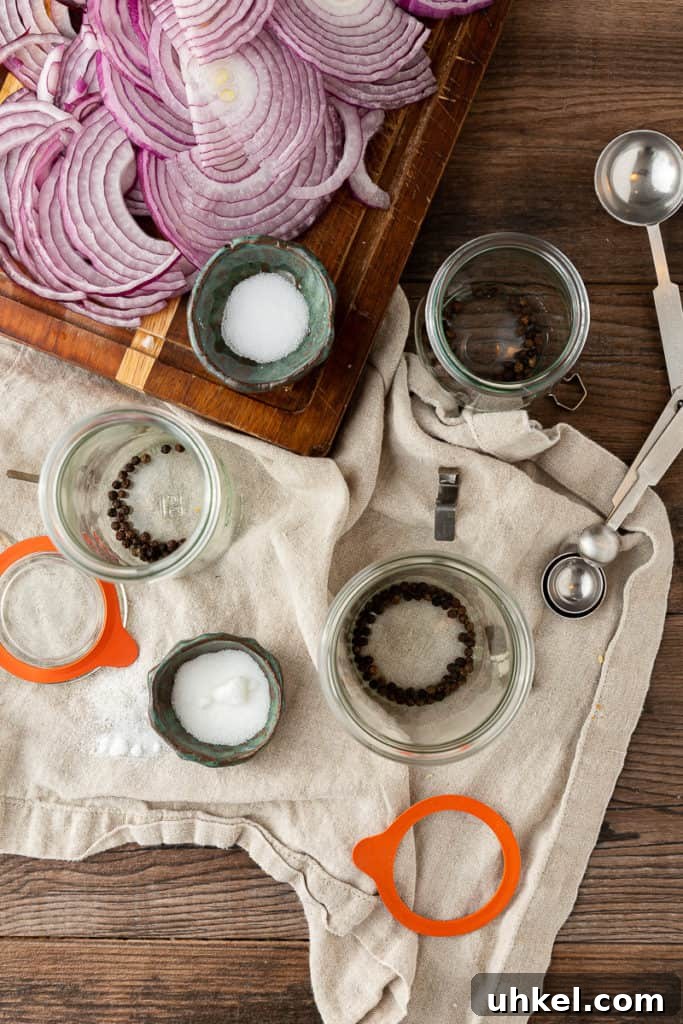 Quick Pickled Red Onions Recipe for Tacos, Salads and Sandwiches 4 filling jars for pickled red onions