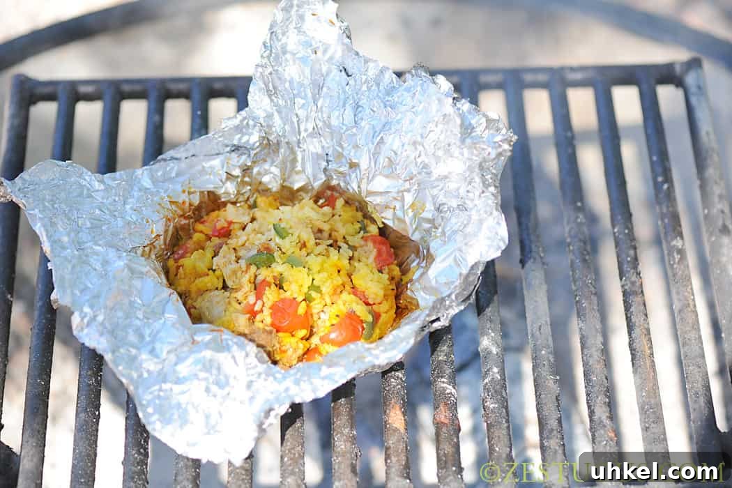 Campfire Paella in Foil Packets: Rustic One-Pan Camping Meal 2 Campfire Paella