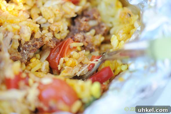 Campfire Paella in Foil Packets: Rustic One-Pan Camping Meal 6 Campfire Paella from Zestuous