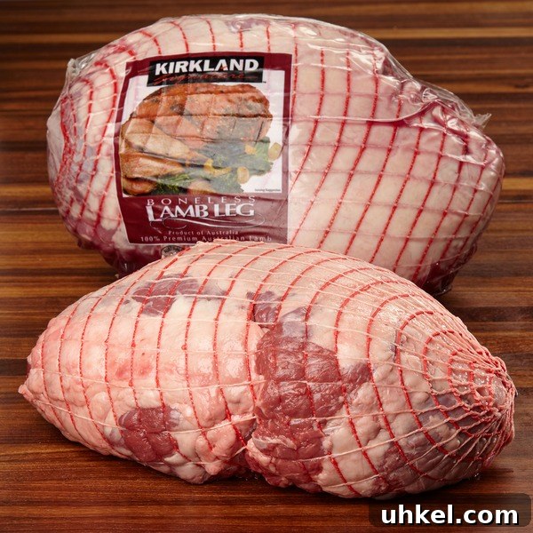 boneless lamb in netting.