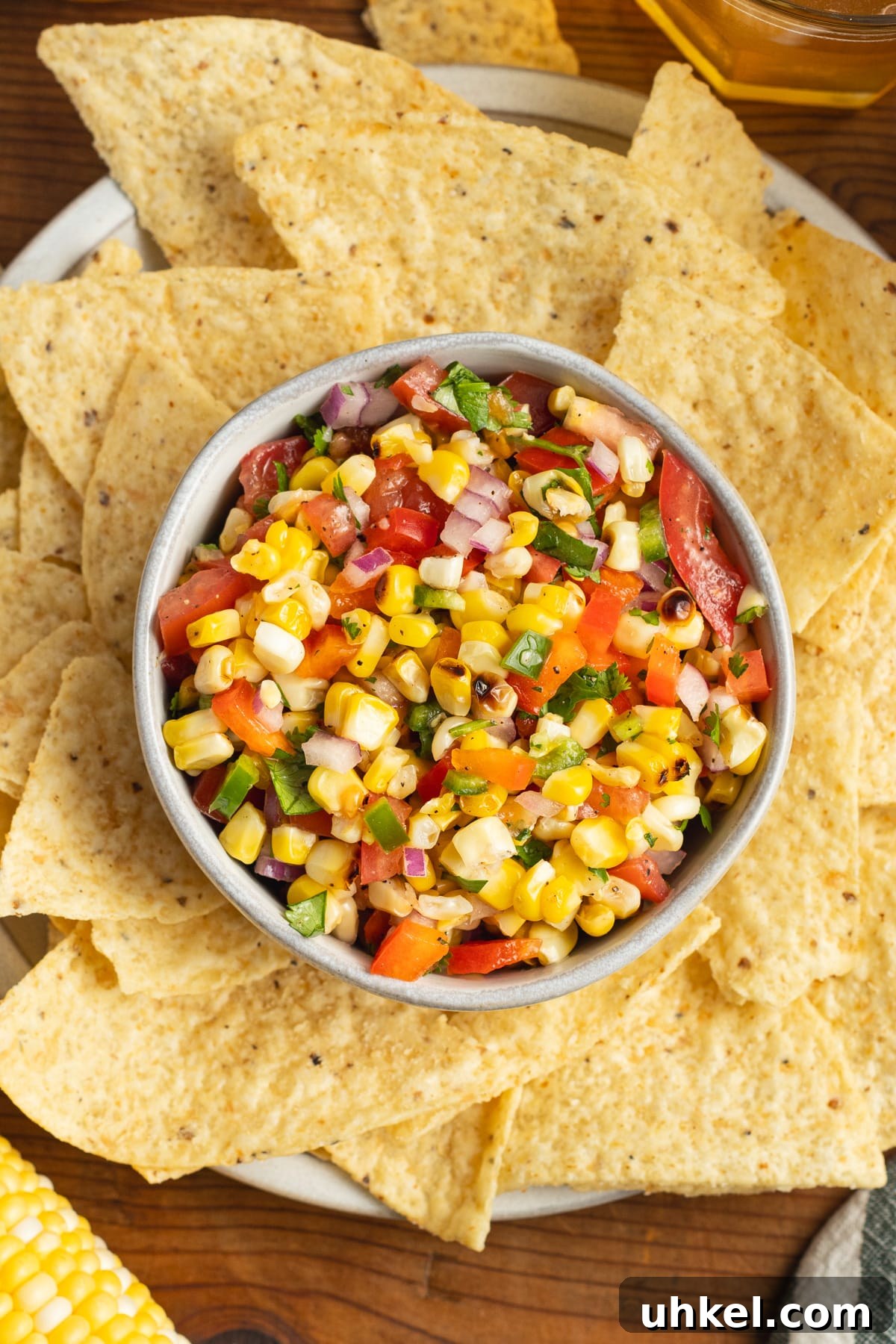 Fresh Corn Pico de Gallo with Cilantro & Lime 8 This is a picture of a bowl of grilled corn pico de gallo.