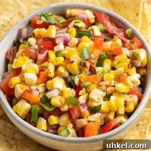 Fresh Corn Pico de Gallo with Cilantro & Lime 9 This is a picture of a bowl of grilled corn pico de gallo.