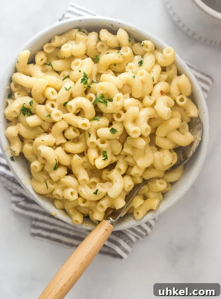 Creamy Stovetop Mac and Cheese Recipe with Video Guide 4 A bowl of creamy stovetop mac and cheese that's cheddar cheese based. Cheesy but not heavy or gloppy.