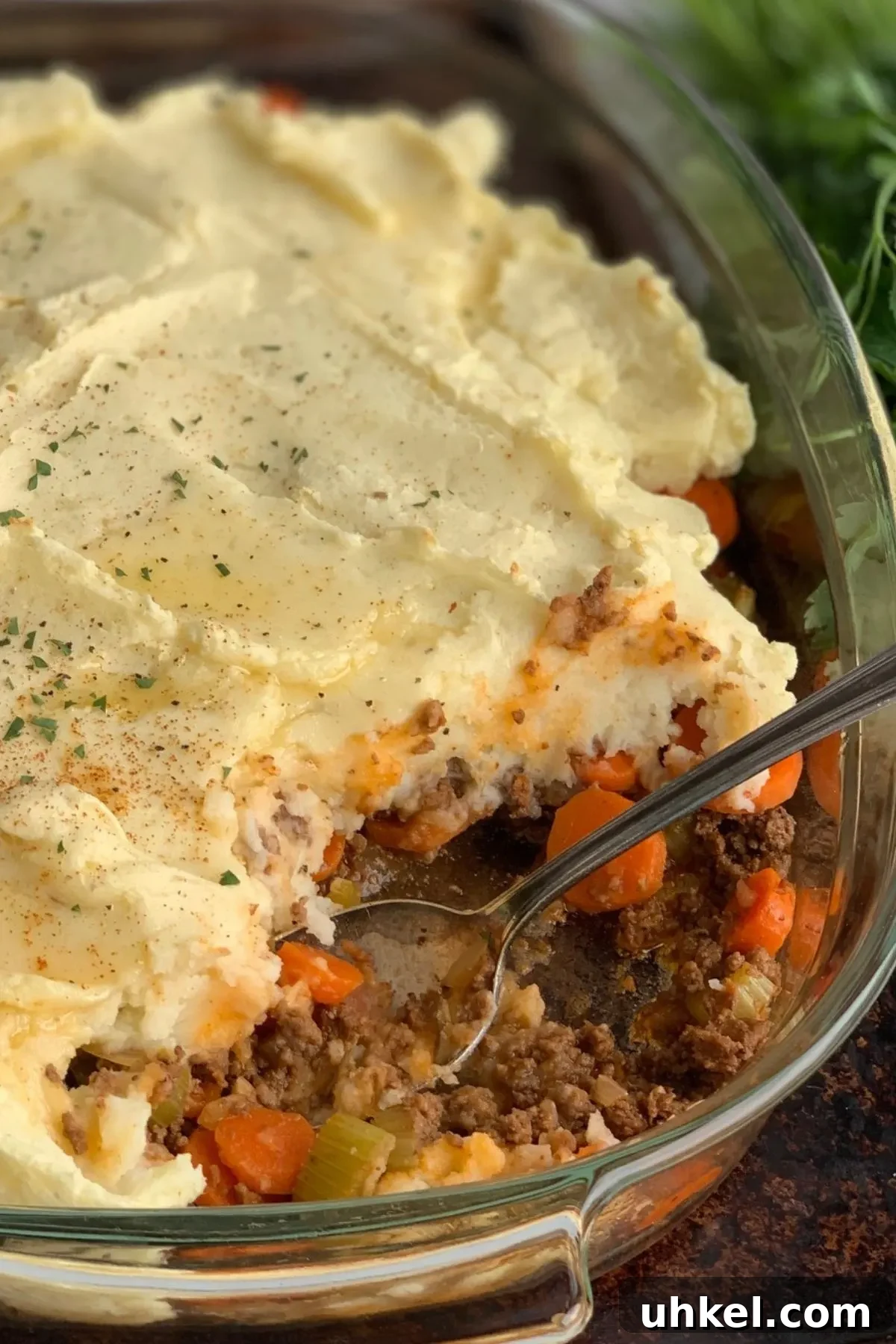 Dairy-Free Gluten-Free Shepherd's Pie Recipe for Comforting Dinner 4 A big scoop missing of this gluten and dairy free cottage pie recipe.