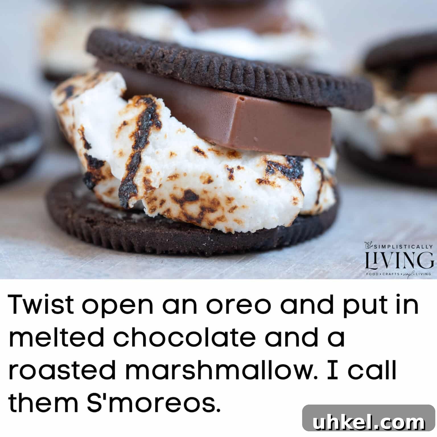 an image of a melted marshmallow and chocolate between two oreo cookies