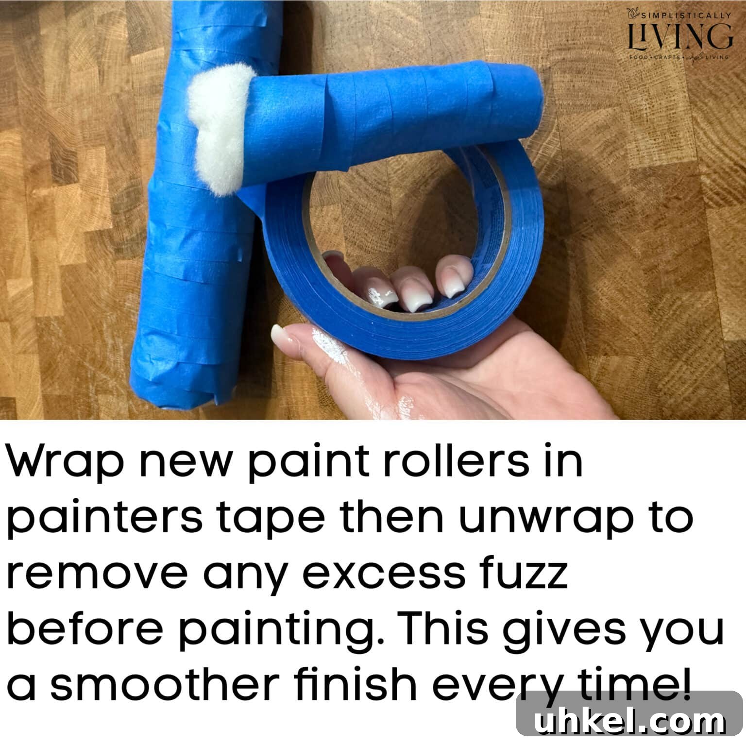 paint roller wrapped in painters tape