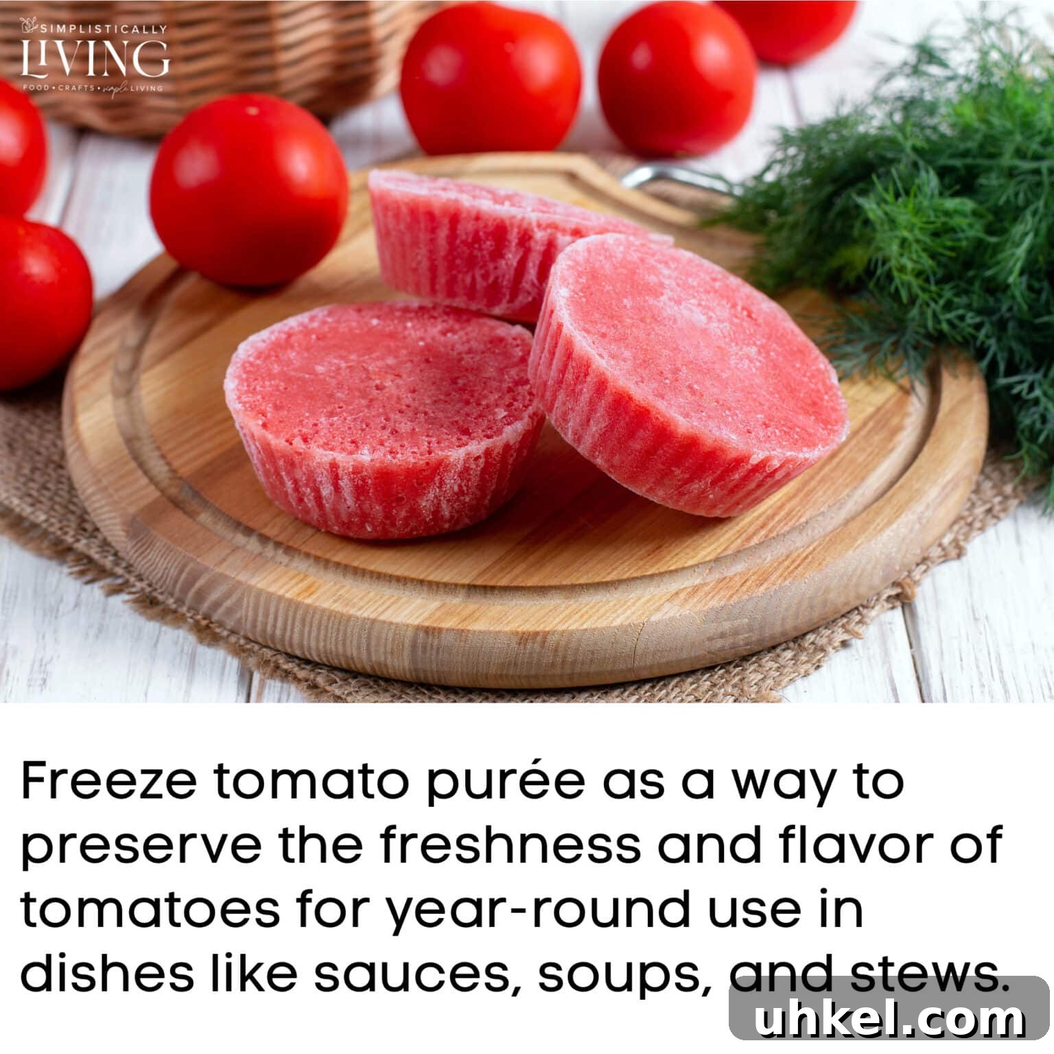 image of frozen tomato puree on wood cutting board