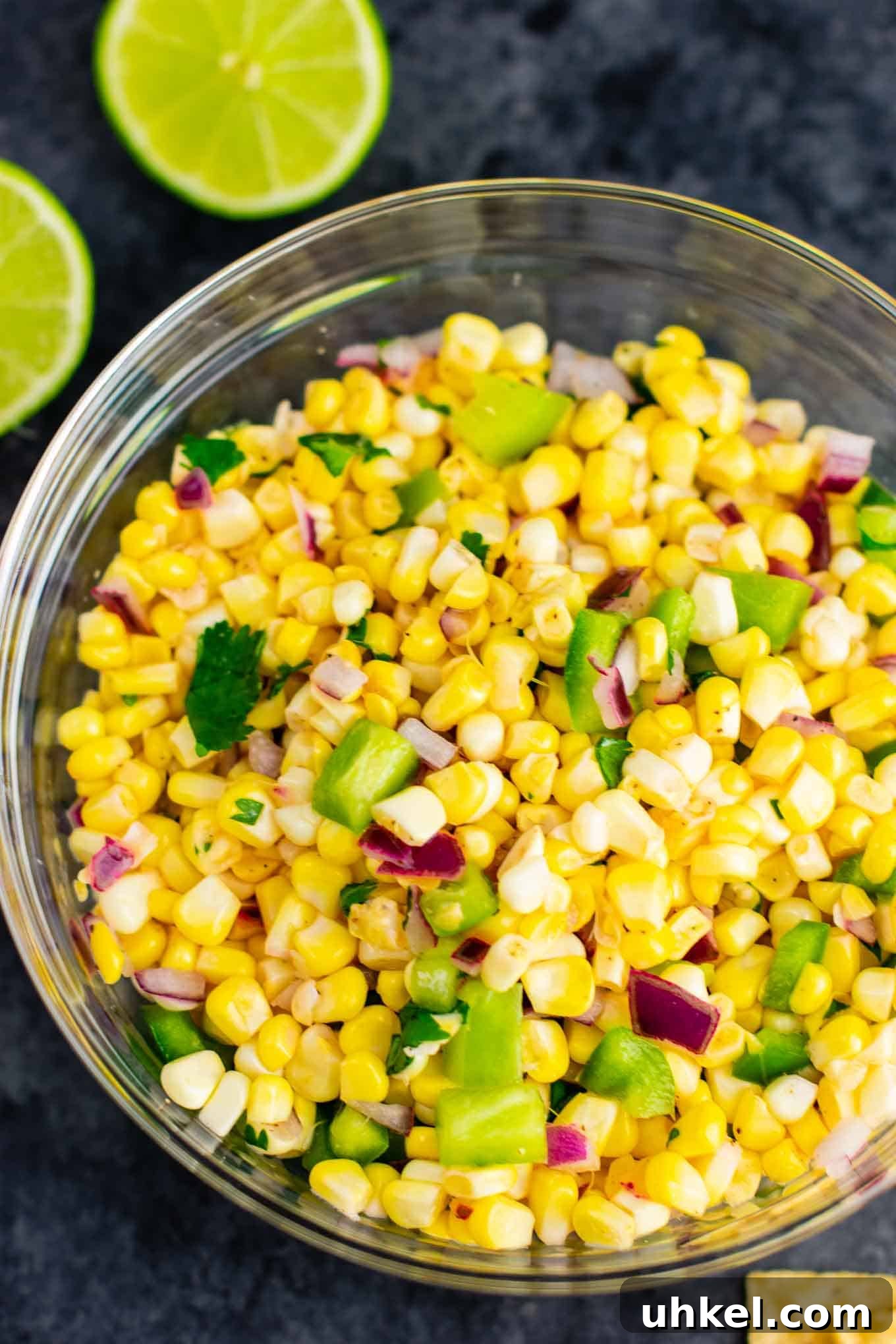 Zesty Fresh Corn Salsa Recipe for Summer Parties 4 Simple ingredients for fresh corn salsa: corn, onion, pepper, lime, cilantro, salt, and pepper.