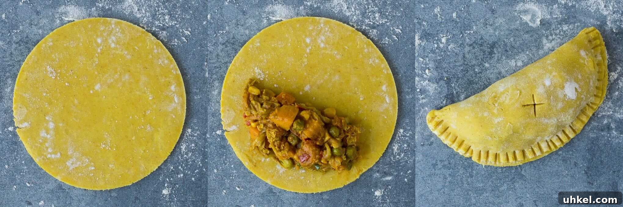 Vegan Jamaican Vegetable Patties: Flaky Caribbean Empanadas 5 step 4 - assembling the patties