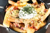 Oven Baked Loaded Potato Fries with Cheese and Bacon