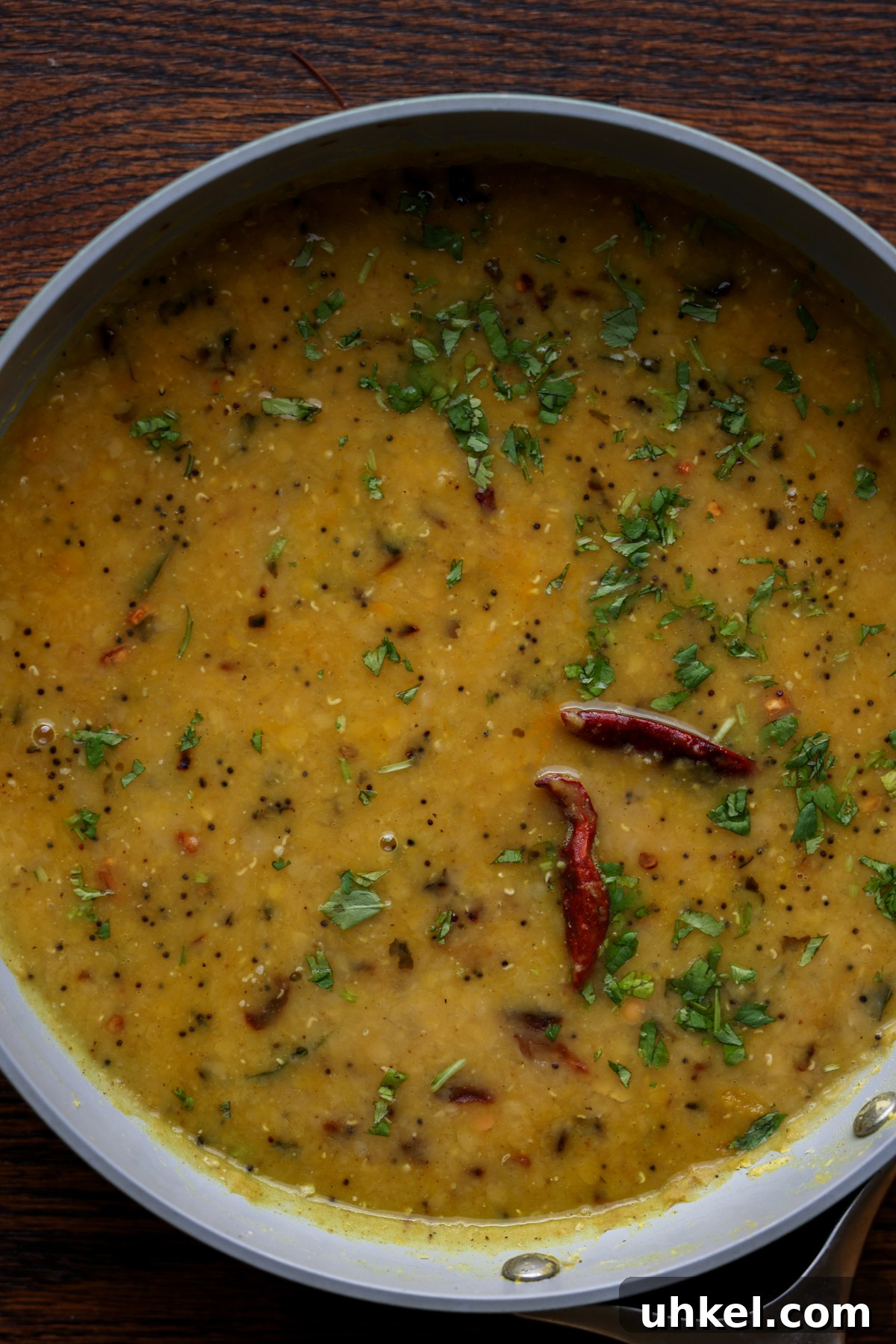 Homemade Dal Tadka Jar Mix: Indian Lentil Soup 4 dal tadka in the pan after cooking