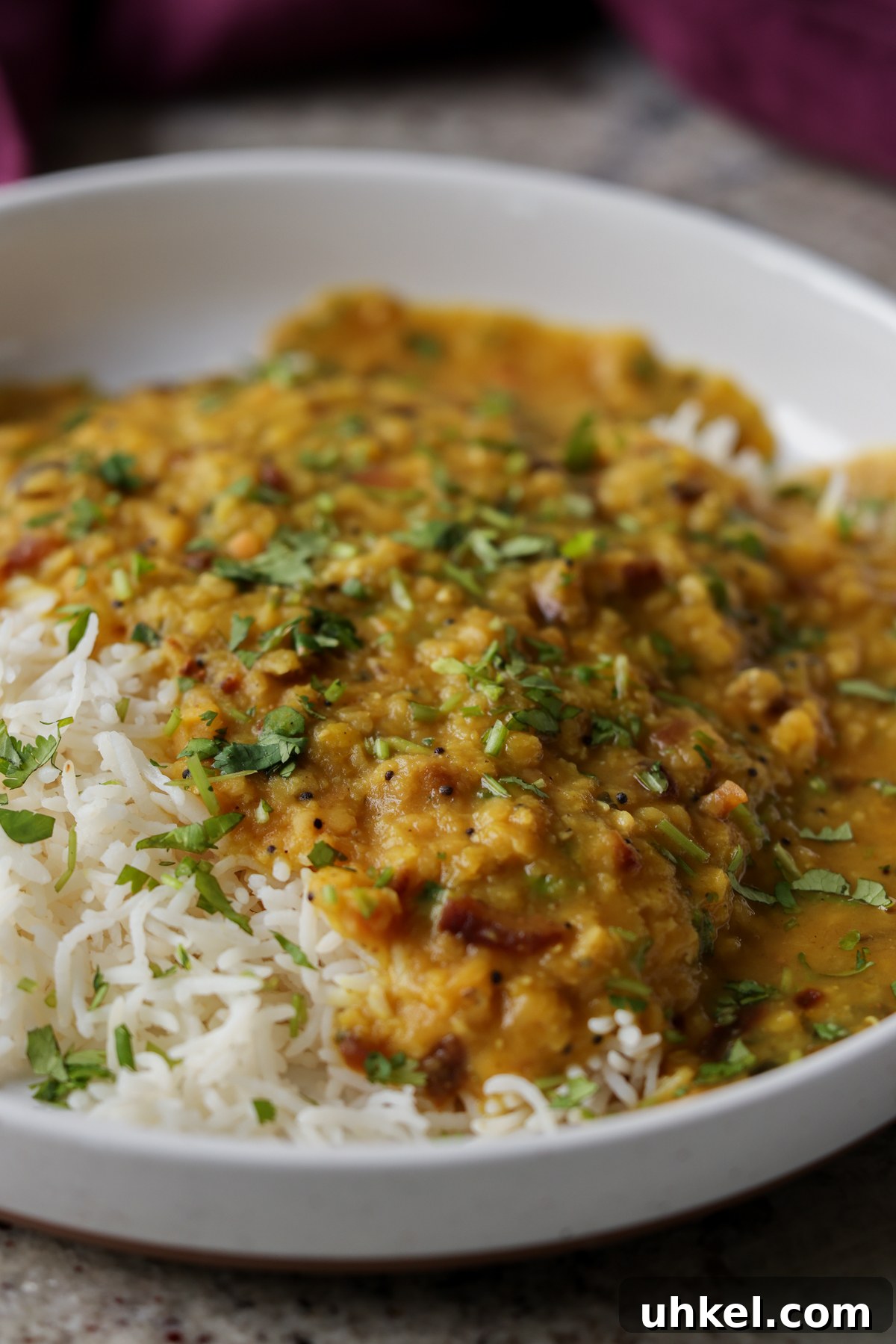 Homemade Dal Tadka Jar Mix: Indian Lentil Soup 7 dal tadka in a bowl with rice