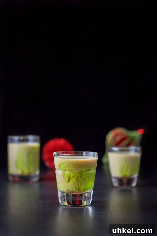 Mangled Frog Shot: 12 Christmas Shot Recipes 9 Vertical view of the beveled glass in front of the other two