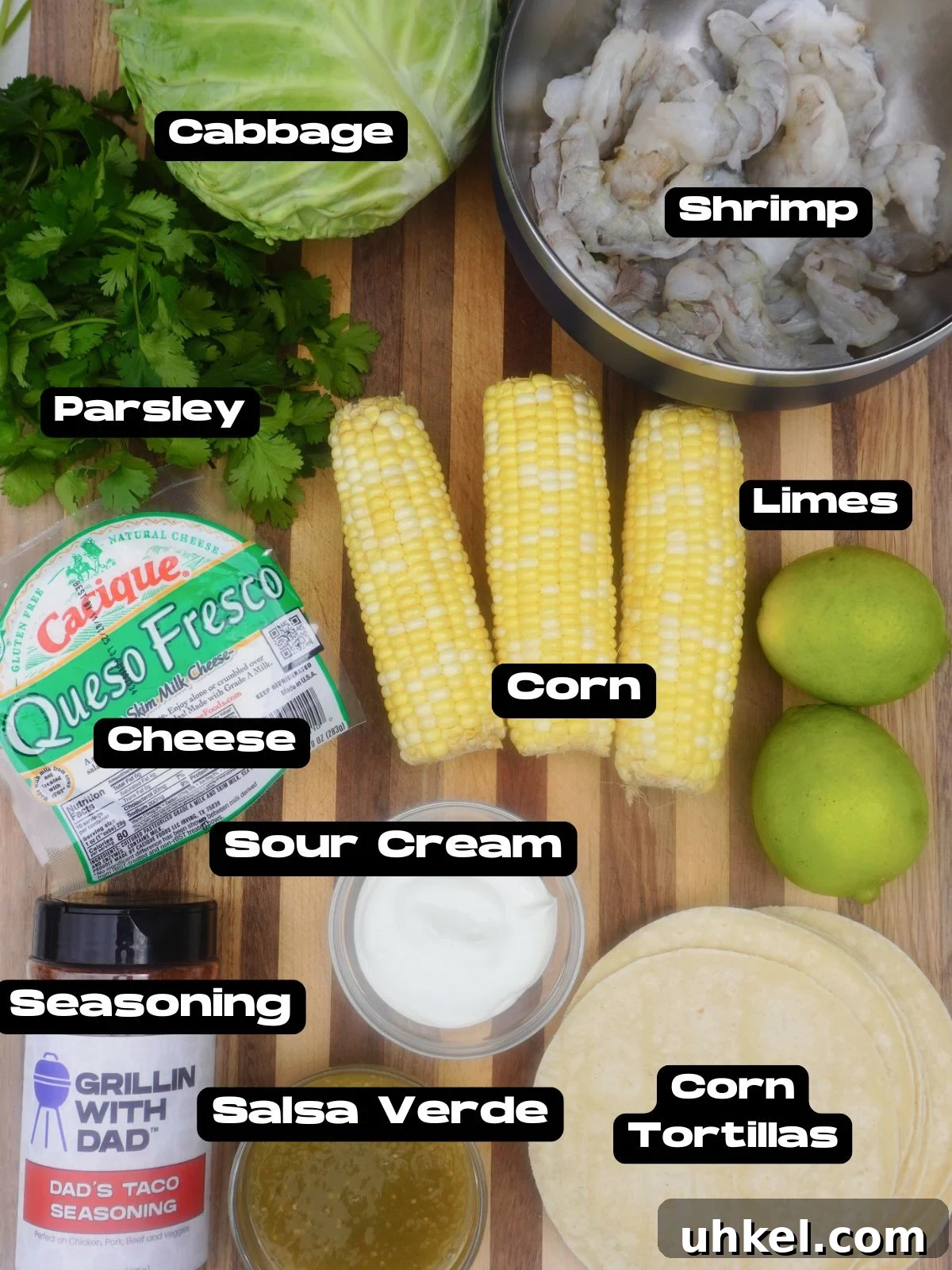 Grilled Shrimp Tacos with Zesty Corn Slaw 3 Grilled Shrimp with Corn Slaw Tacos ingredients.