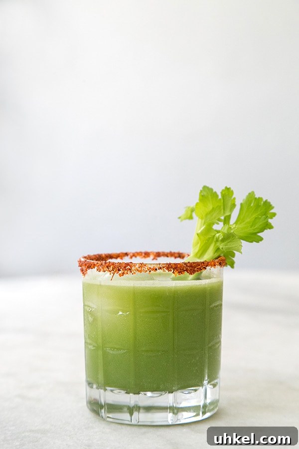 Drink Your Veggies: 7 Refreshing Vegetable Cocktail Recipes 5 Fresh green juice cocktail with celery.