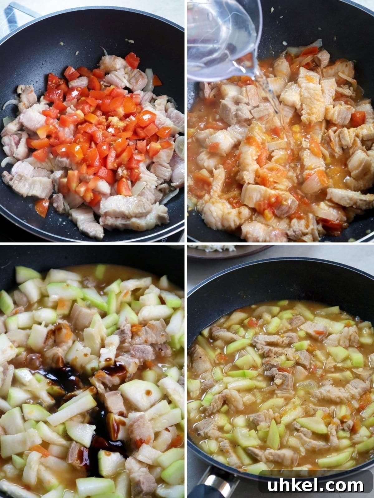 Ginisang Upo: Sauteed Bottle Gourd with Pork 4 cooking ginisang upo in a pan