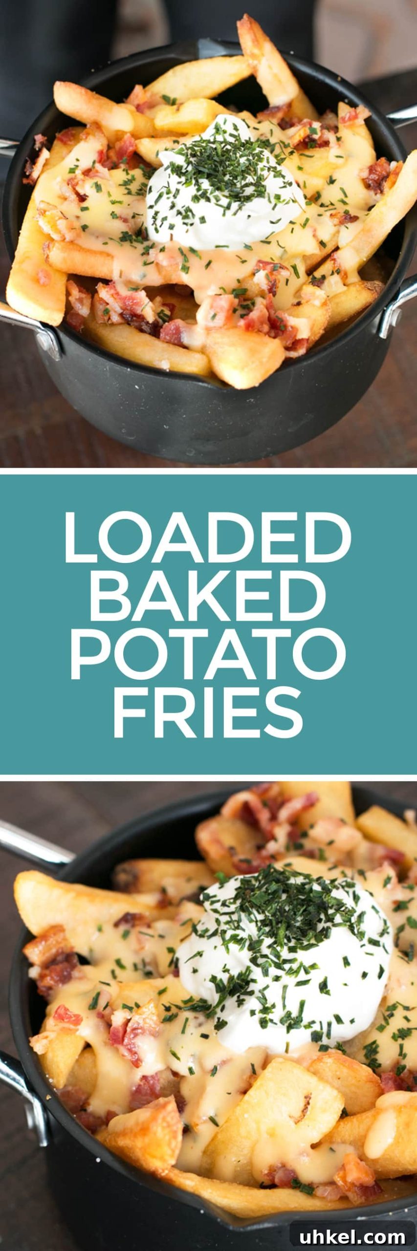 Oven Baked Loaded Potato Fries with Cheese and Bacon 8 Loaded Baked Potato Fries | cakenknife.com