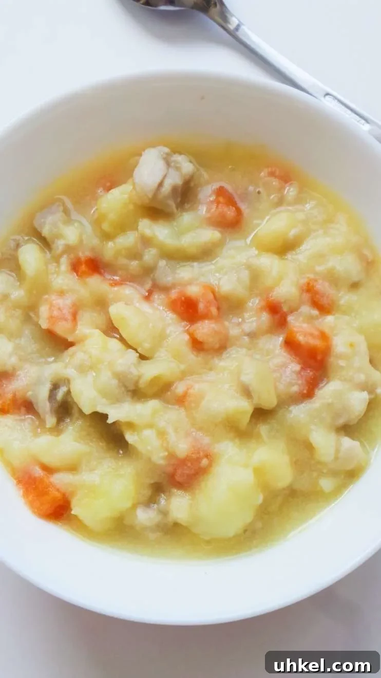 Easy homemade chicken soup with noodles! This tasty thick chicken soup is loved by kids and grown-ups! 7 simple ingredients, one pot and and 20 minutes! Perfect for lunch or dinner.