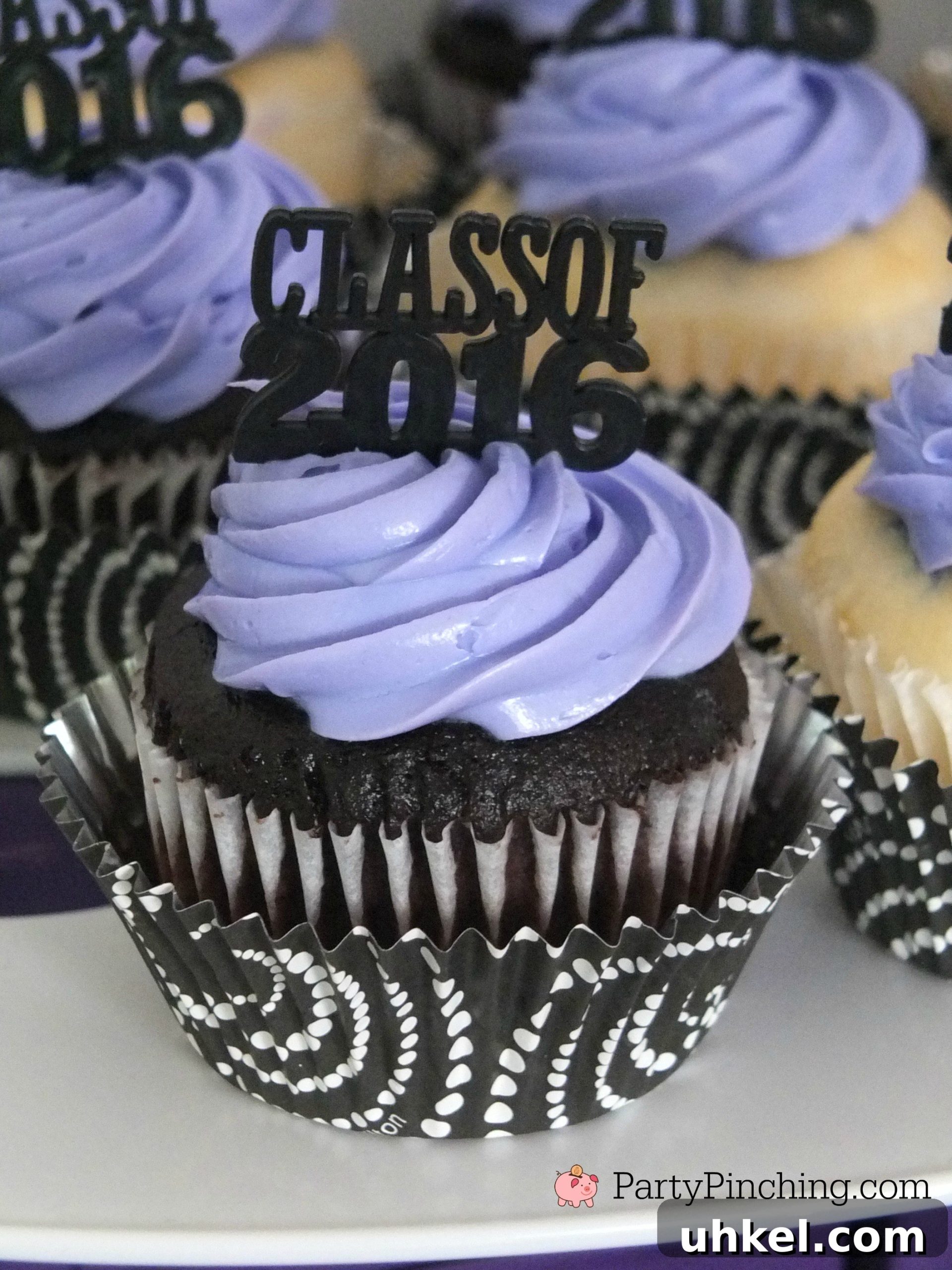 Art-Themed Graduation Party Ideas and Decor 5 cupcakes with themed picks