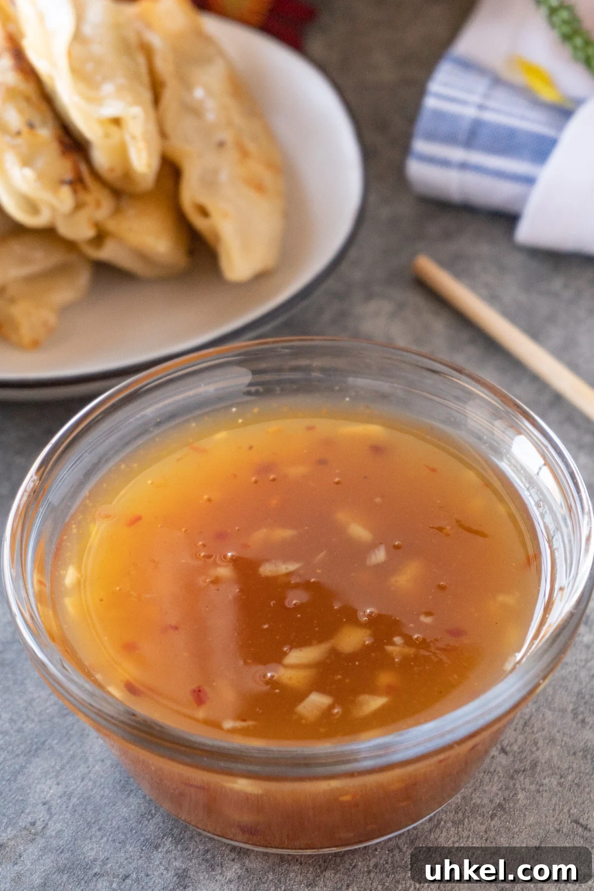 Classic Gyoza Dipping Sauce Recipe 3 close up of gyoza sauce in bowl.