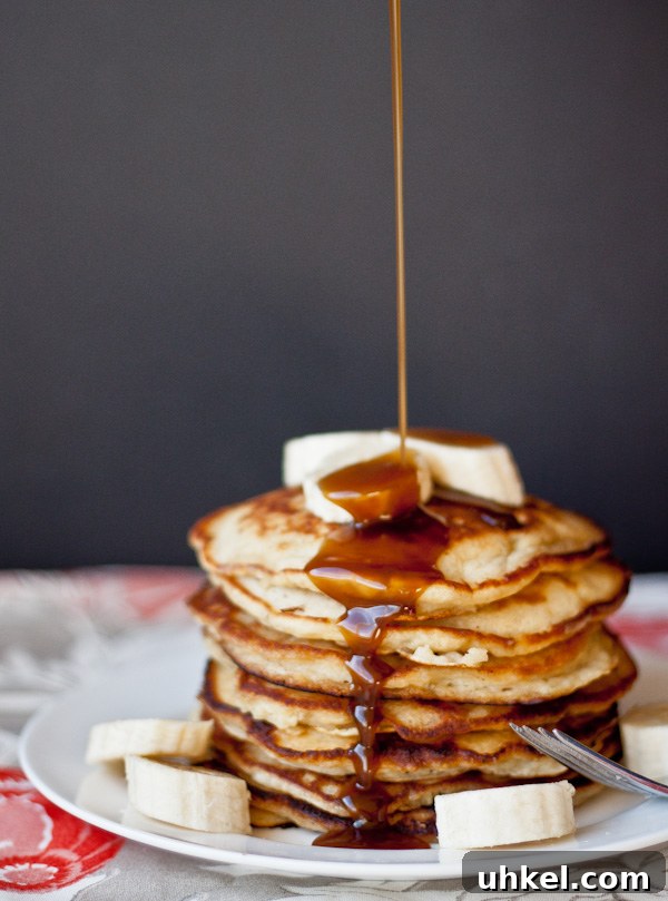 Fluffy Banana Pancakes with Coconut Caramel Syrup 5 Banana Pancakes with Coconut Caramel Syrup