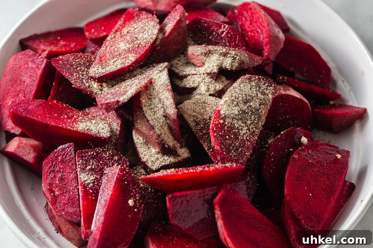 Air Fryer Roasted Beets with Crispy Edges 5 beets with spices.