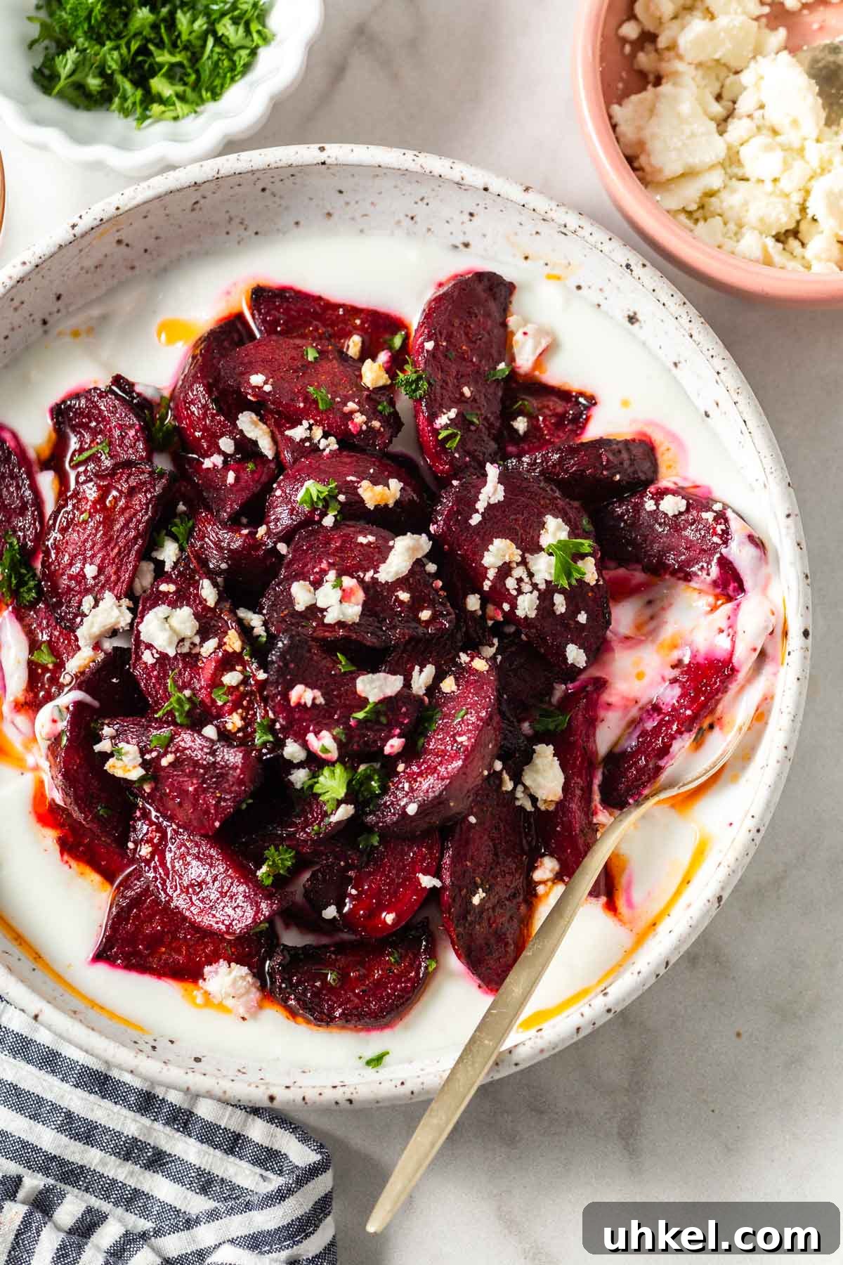 Air Fryer Roasted Beets with Crispy Edges 8 air fryer roasted beets with yogurt.