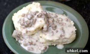 Classic Southern Sausage Gravy for Biscuits 3 Biscuits and gravy