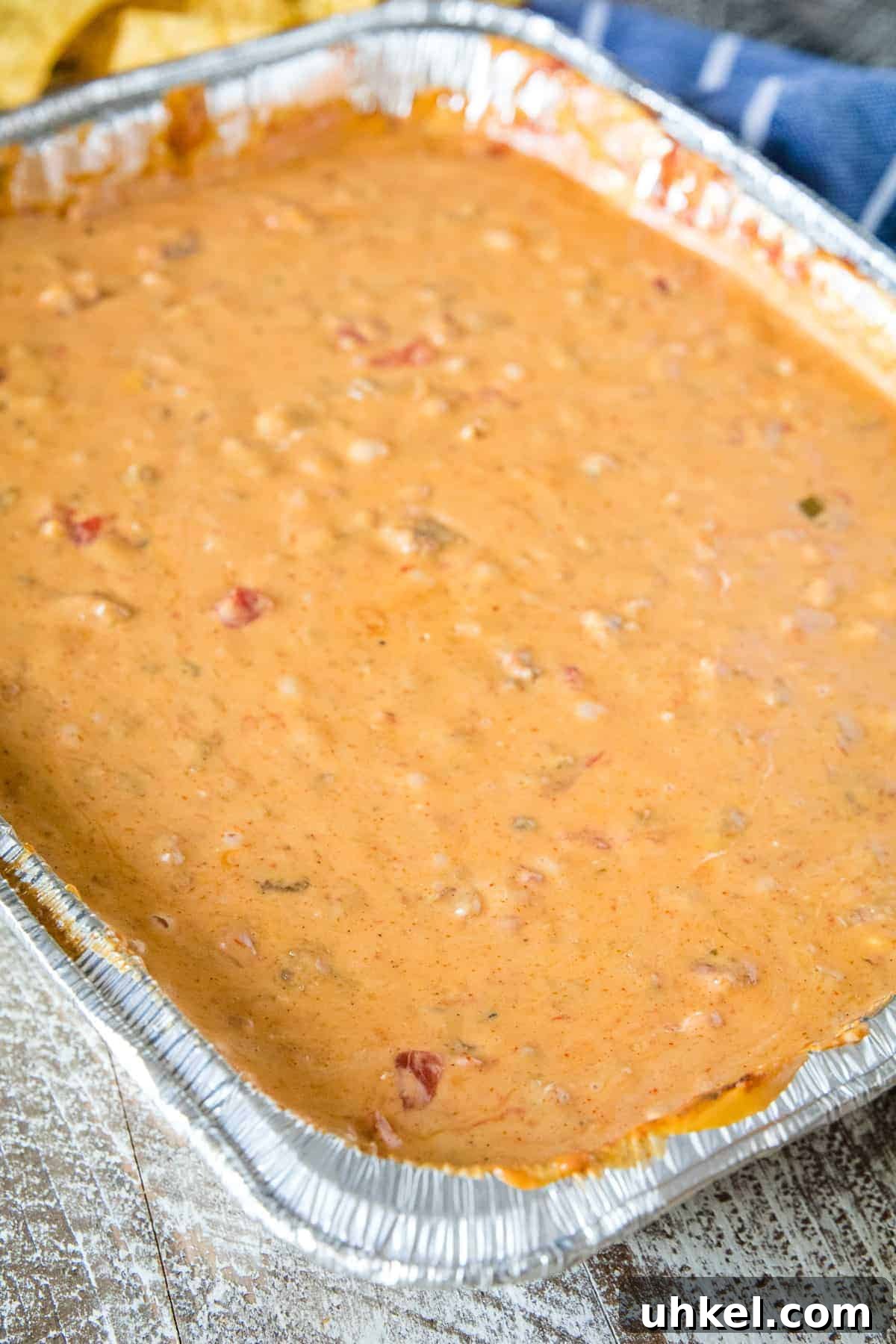 Smoked Queso Dip Recipe with Roasted Peppers and Chipotle 6 Pan of Smoked Queso Dip