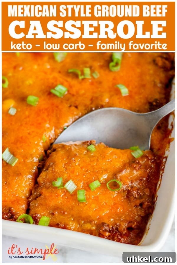 Keto Ground Beef Casserole Recipe: Cheesy Low-Carb Bake 3 keto ground beef recipe in dish with spoon.